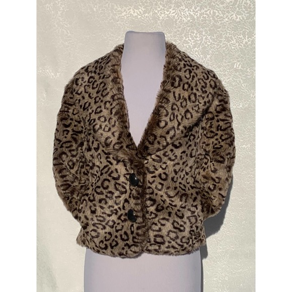 Faux Fur Plush Leopard Coat Fall Winter Retro 50s 60s Rockabilly Punk Glam Goth - Picture 6 of 10